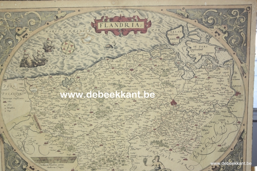 Flandria Geografische kaart Flandria Vlaanderen uit 'Theatrum Orbis Terrarum' door Abraham Ortelius